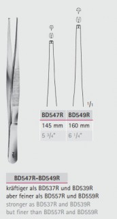 Пинцет Tissue Forceps 1×2 teeth BD547R-549R